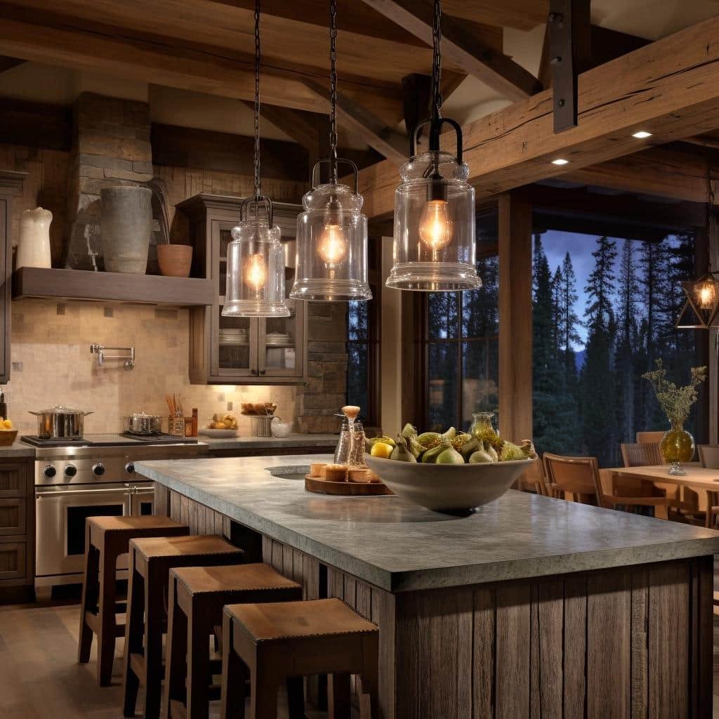 rustic-kitchen-island-lighting