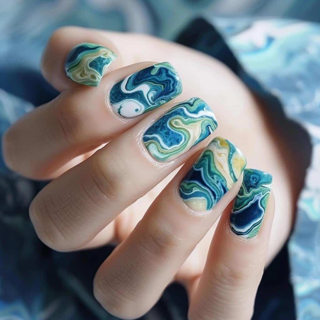 marbled-nails-models-to-make-beautiful-decorations