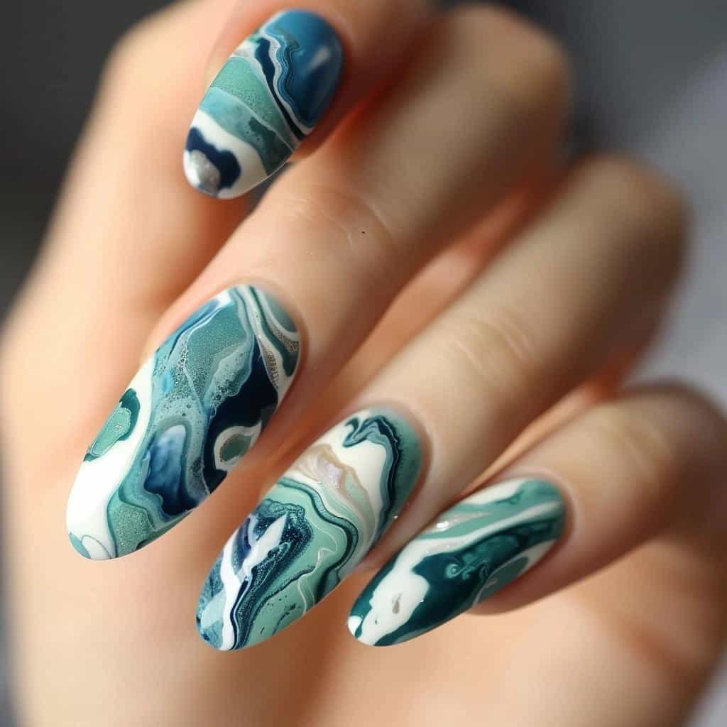 marbled-nails-models-to-make-beautiful-decorations