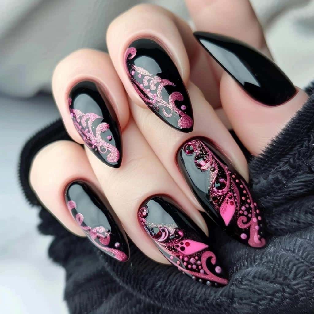 5-gorgeous-black-and-pink-nails-for-any-occasion