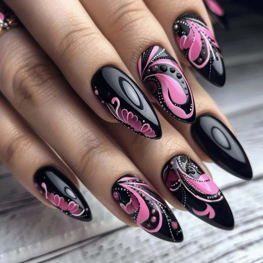 5-gorgeous-black-and-pink-nails-for-any-occasion