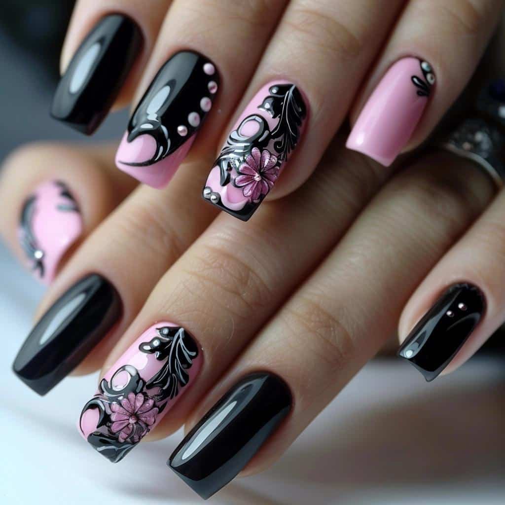 5-gorgeous-black-and-pink-nails-for-any-occasion