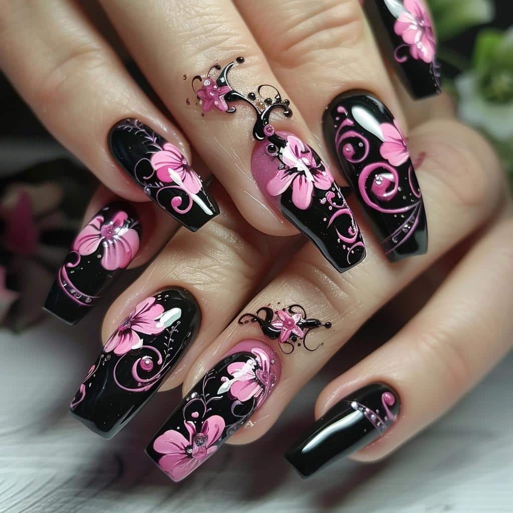 5-gorgeous-black-and-pink-nails-for-any-occasion