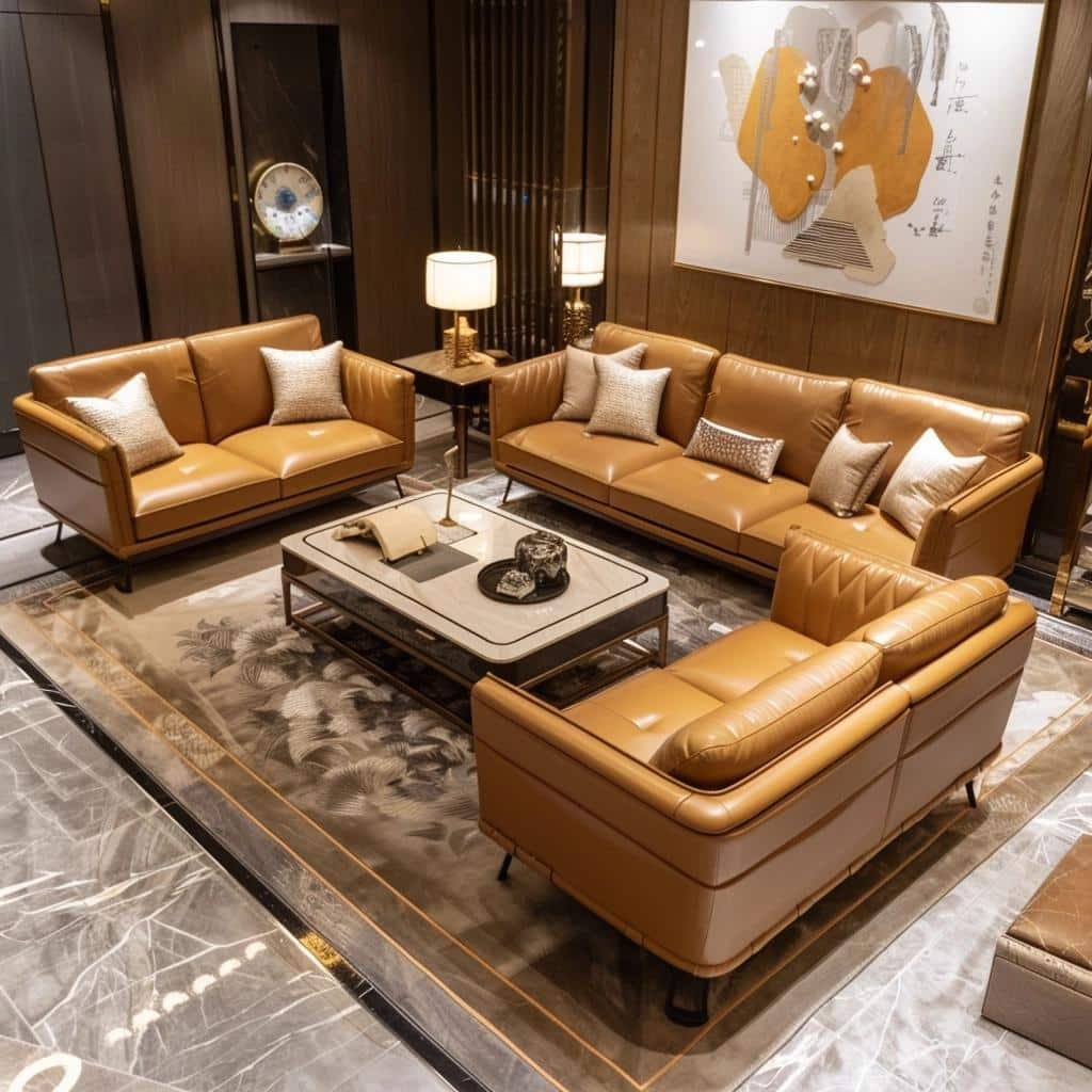 Leather Living Room Sets Combining Comfort with Elegance Módulo21