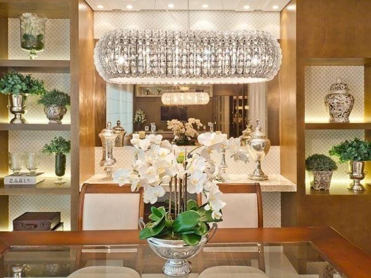Modern white pendant lights combining classic and contemporary elements for the dining room.