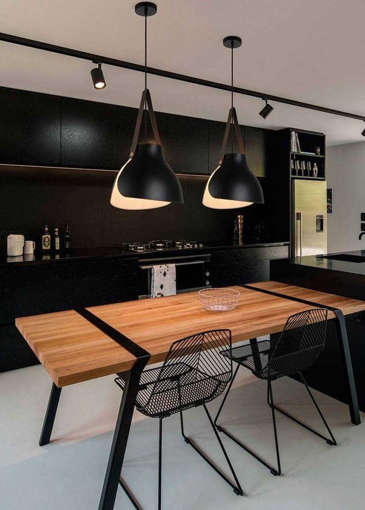 Rustic pendant for a modern dining room.