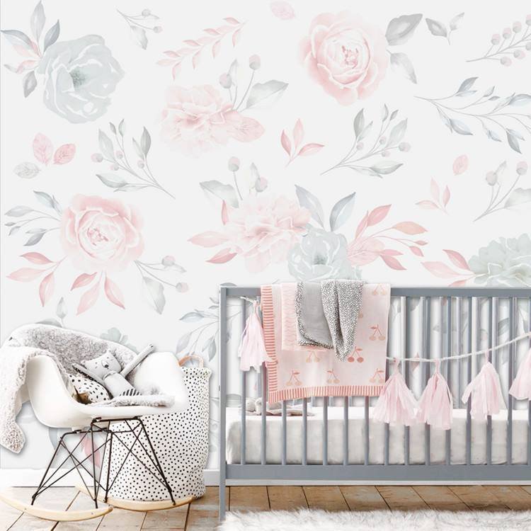 19. Flowers also appear in nurseries, where they’re presented in neutral tones to make the space cozy and calm.