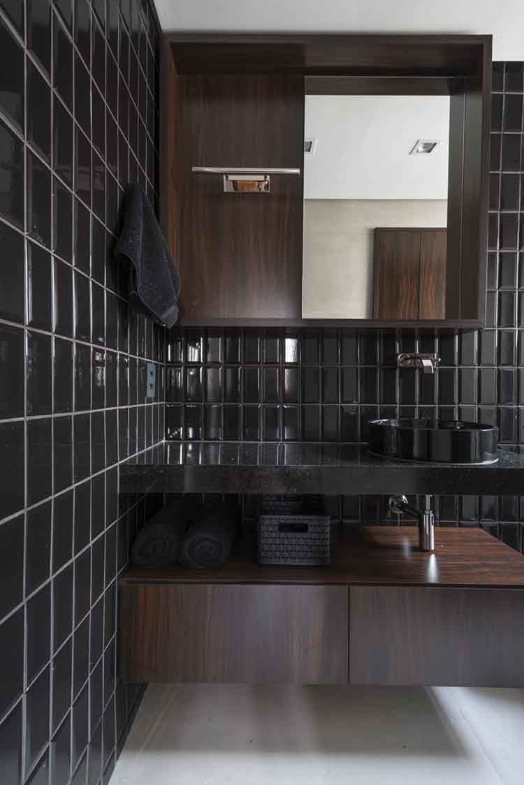 Combining black with dark wood creates a stunning effect.