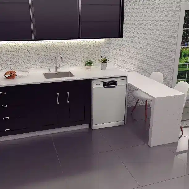 Cozinha de apartamento pequeno: Lava-Louças Tramontina Inox 15 Serviços S15X é compacta e tem design minimalista, além de consumir até 92% menos água e 63% menos energia – Foto: Tramontina