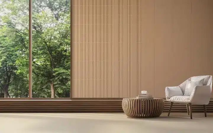 Cores de porcelanato: Areias DEC 2 GN MLX tem superfície matte-lux e é indicado para paredes internas – Foto: Portinari