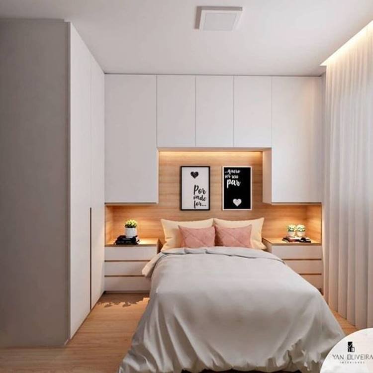 8. If you only have one wall available in the room, a planned wardrobe for the headboard part is perfect!