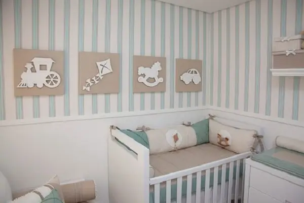 Decoração de quarto simples de bebê. Fonte: Apê em Decoração.