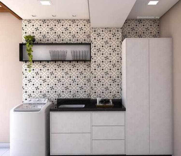 A clean white-themed laundry area offering a neutral decor option.