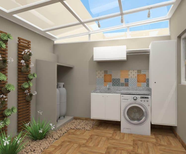 An outdoor laundry area freeing up indoor space for other uses.