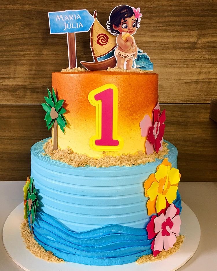 The Moana theme itself is a great option for pool parties and birthdays held during the day, being possible to adapt according to the event.