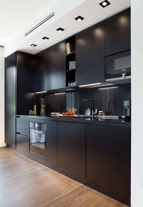 3. Monochromatic black kitchen decor increases the uniqueness of the space.