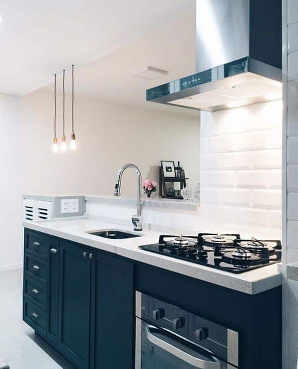 13. Special finishes around the stove area to maintain a clean look with black cabinets.