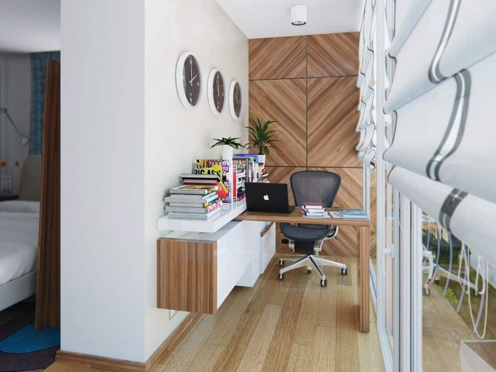 Even home offices can be well-decorated. Here, a hallway is enough to be transformed into a professional-looking office.