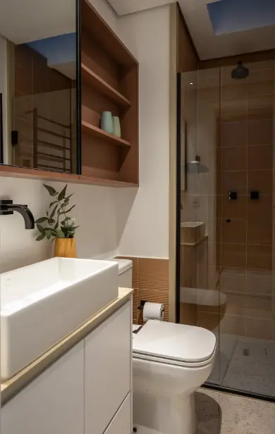 Small bathrooms: small plants add freshness and life – Project: Duda Senna Architecture | Photo: Jp Image