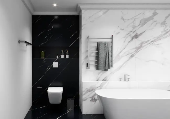 Towel warmer: Quada devices feature exclusive silicone cover on the on/off switch – Photo: Metalworks by Crismoe