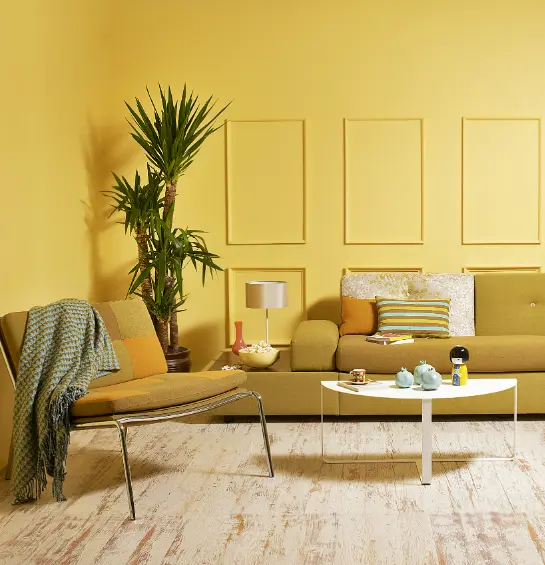 Yellow adds a lively and cheerful touch, especially in dimly lit spaces.