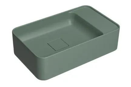 Rectangular Hanging Sink 50cm Sage is delicate and matches different decoration types – Photo: Deca
