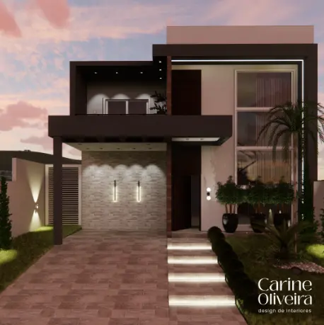 Fachada marrom é clássica e elegante, perfeita para um visual sóbrio e atemporal – Projeto: Carine Oliveira | Foto: Ren Studios