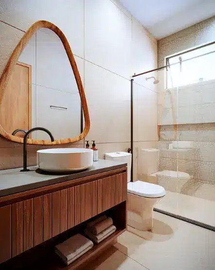 Tons terrosos combinam com o marrom, criando um ambiente harmônico – Projeto: Majó Arquitetura