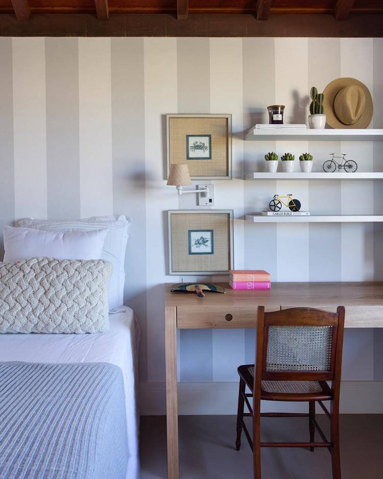 This small wooden desk is beautiful and simple; if you have a small bedroom, it can also be a great option