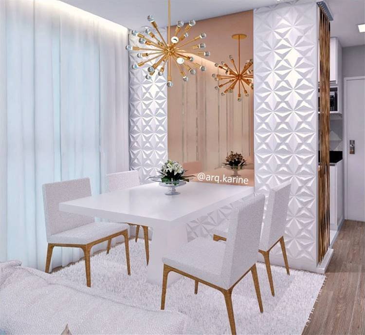 Be inspired by this project and very modern and industrial living room, with an embedded mirror in the 3D plaster wall.