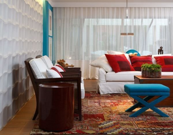 Decorated plaster for a wall, note how it brings life to the room through its texture that gives a different air to the space.