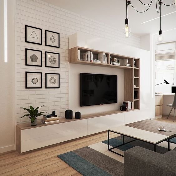 To enhance space without weighing down the environment, the inspiration rack below was designed in an open format, including suspended parts with drawers and visible area for decorations.