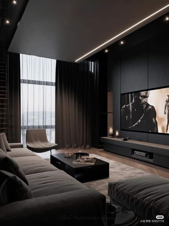 11. Another example of how to use more subdued colors to visually reduce the length of the room!