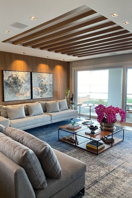 13. You can cover the entire wall with a coating, as in this model where the wood stands out and creates coziness for the space.