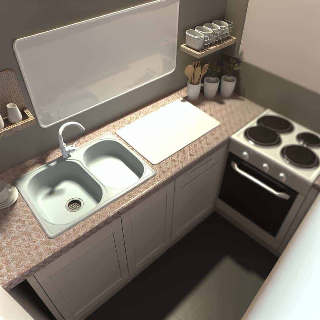 bancada de porcelanato cozinha pequena