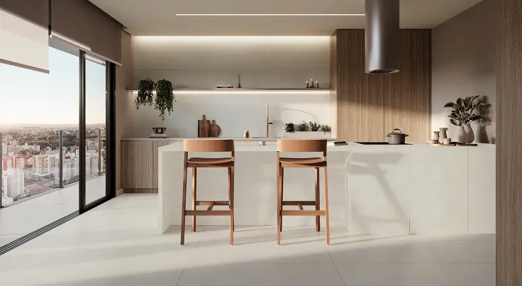 Móveis com design simples que ajudam na organização, trazendo funcionalidade ao ambiente.