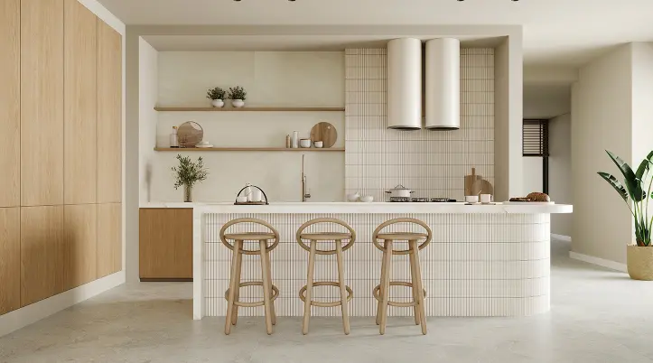 Sala de estar com TV na parede, criando um ambiente leve e funcional.