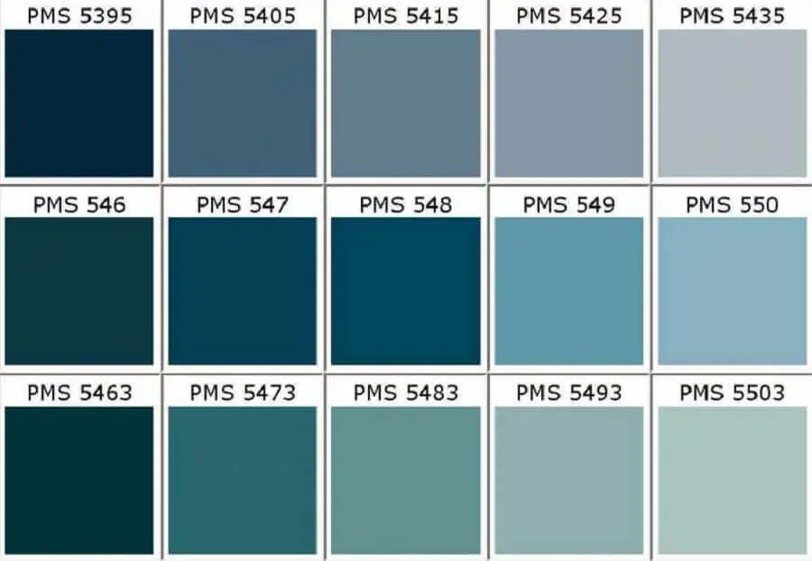 Tabela de cores azul petróleo