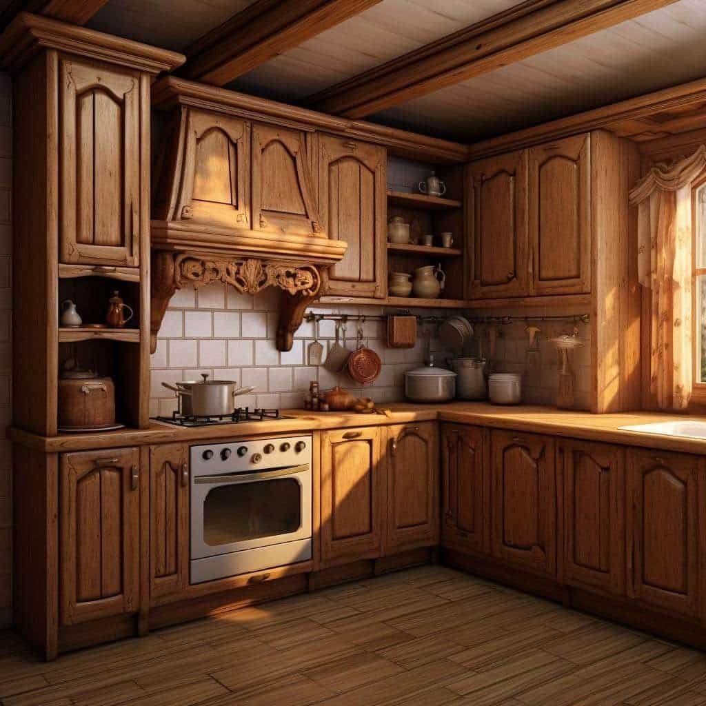 armario de cozinha em madeira maciça