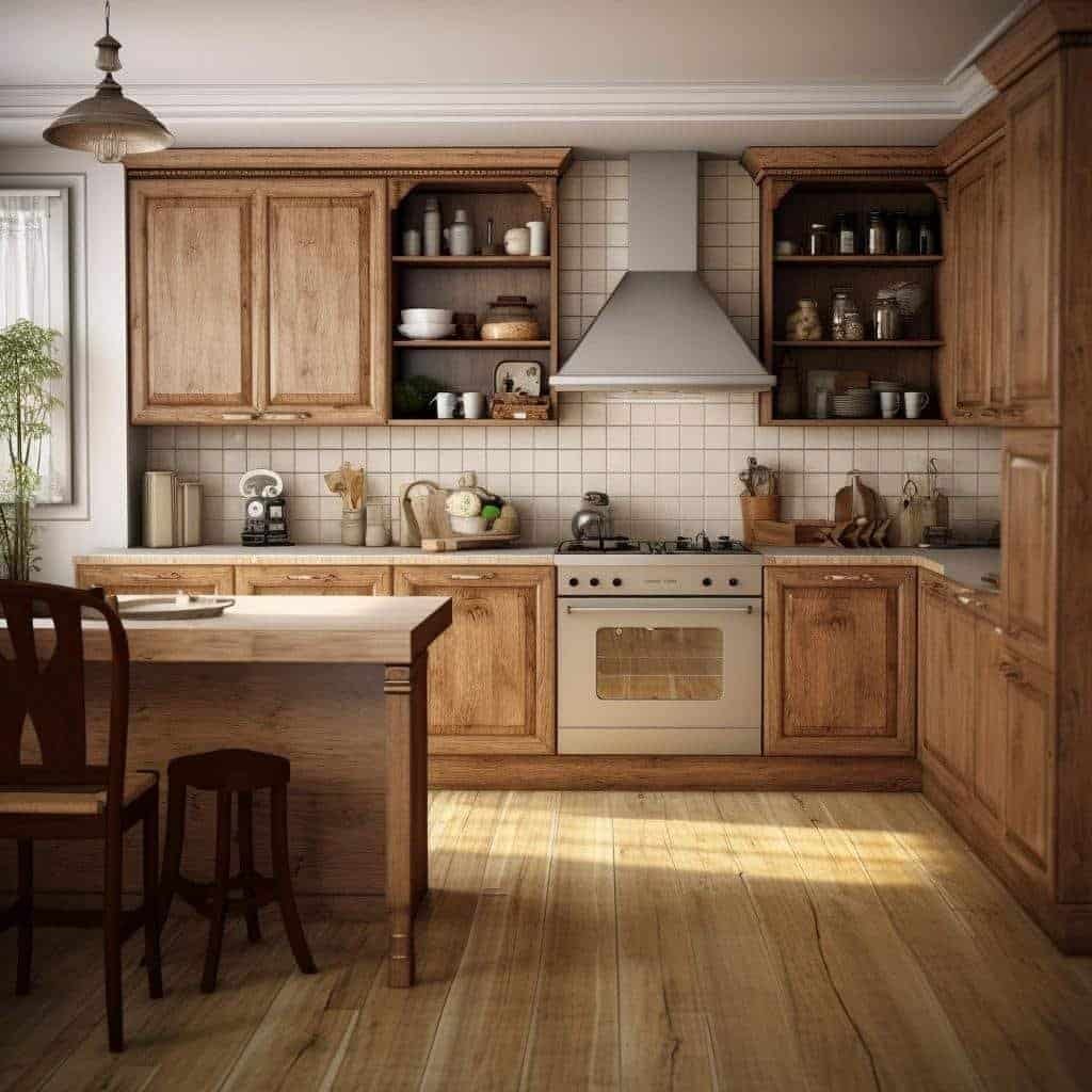 armario de cozinha em madeira maciça