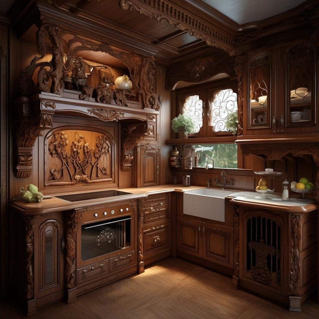 armario de cozinha em madeira maciça