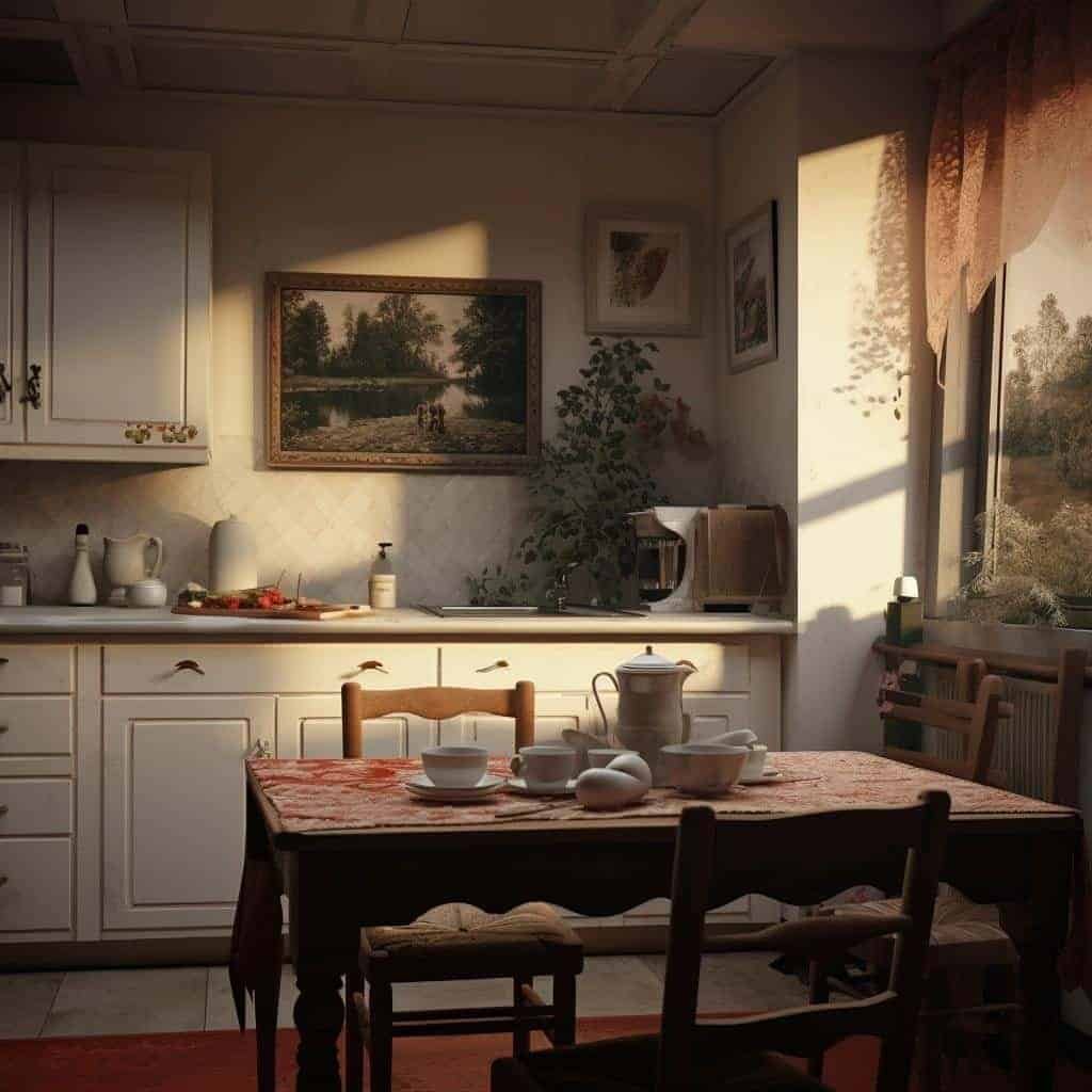 cozinha com mesa de jantar