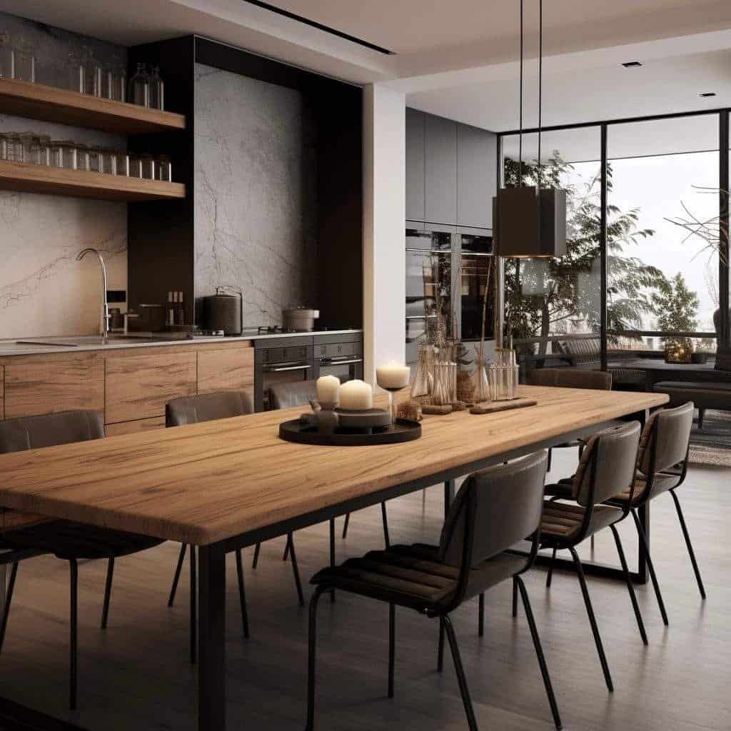 cozinha com mesa de jantar