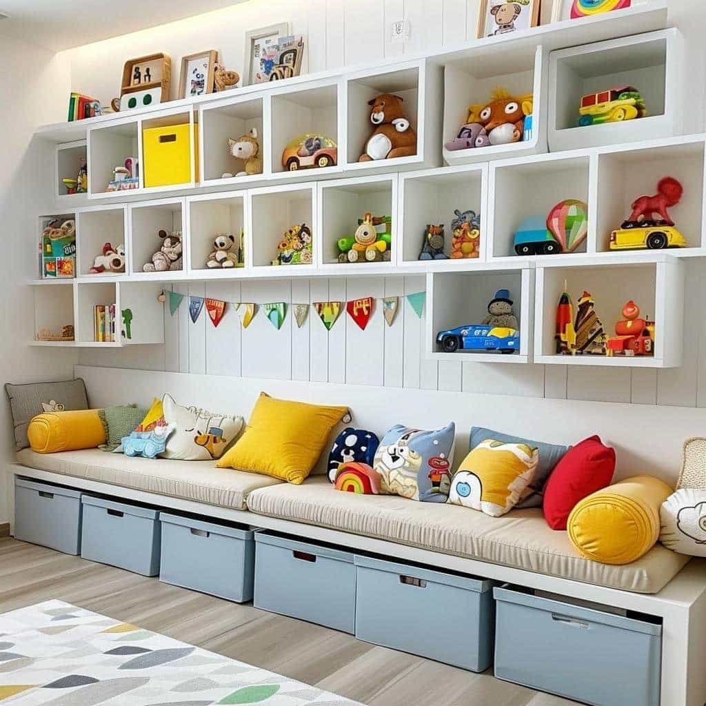 como organizar quarto infantil com prateleiras